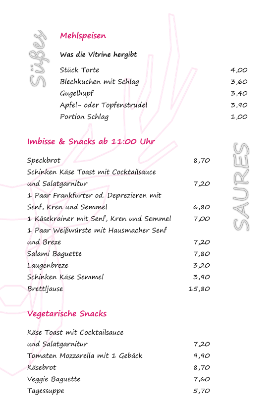 Café Leichtsinn 2.0 menu board