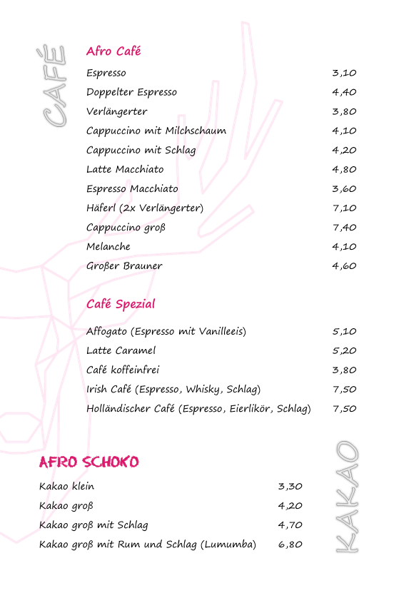 Café Leichtsinn 2.0 menu board