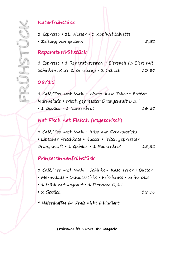 Café Leichtsinn 2.0 menu board