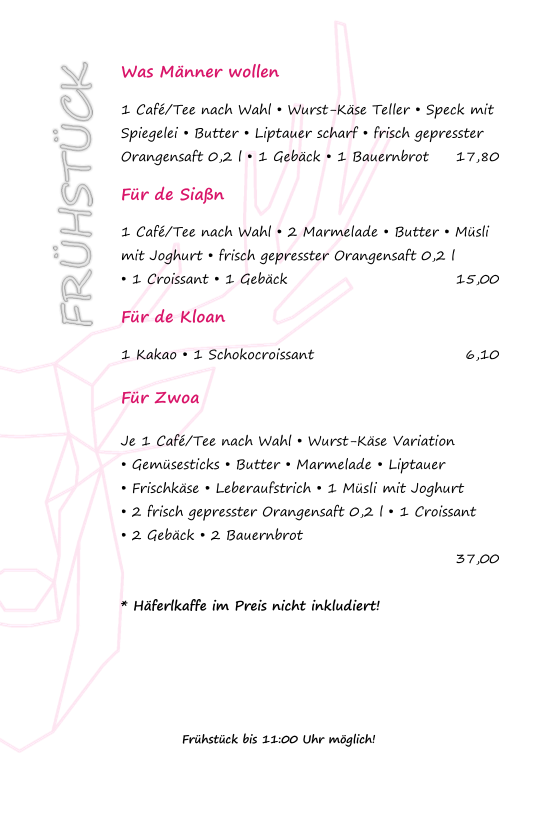 Café Leichtsinn 2.0 menu board