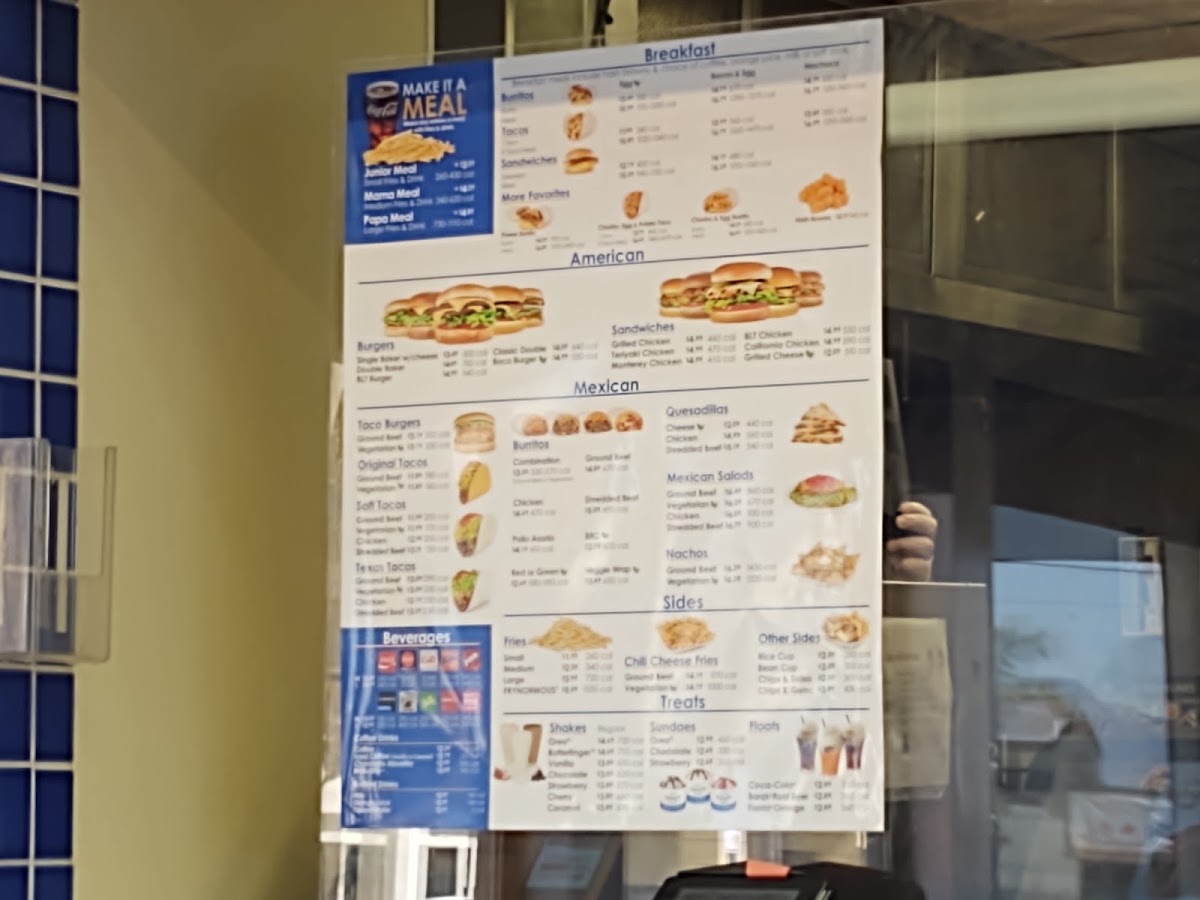 Baker's Drive-Thru menu board