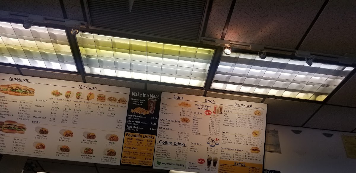 Baker's Drive-Thru menu board