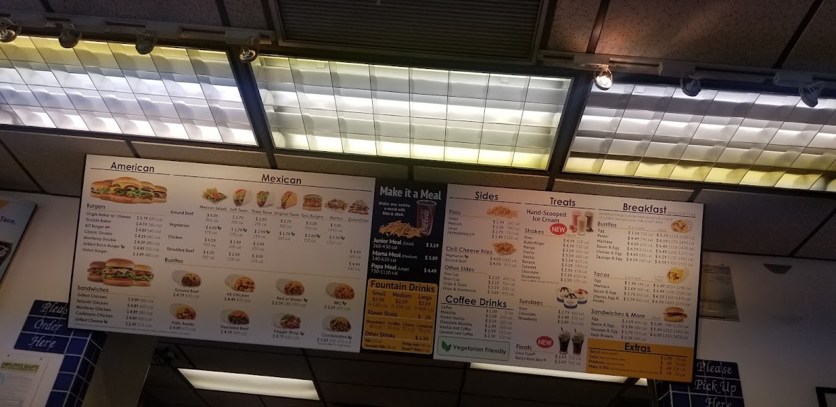 Baker's Drive-Thru menu board