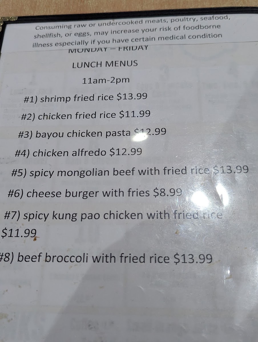 A J's Steak & Pasta menu board