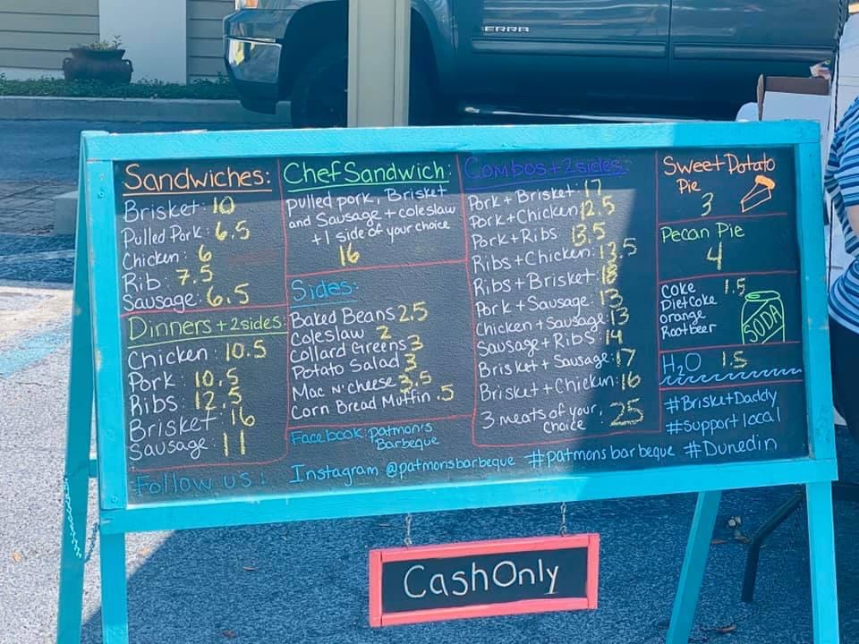 Patmon’s Barbeque menu board