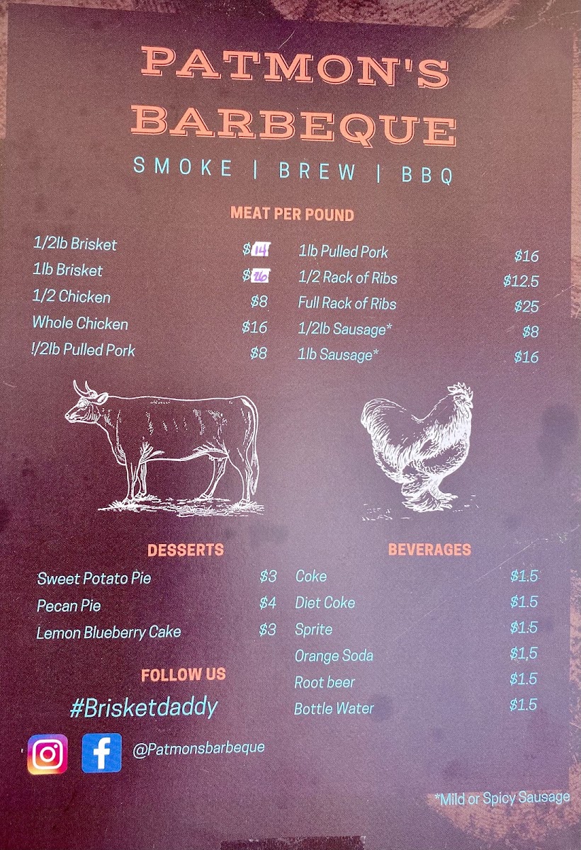Patmon’s Barbeque menu board