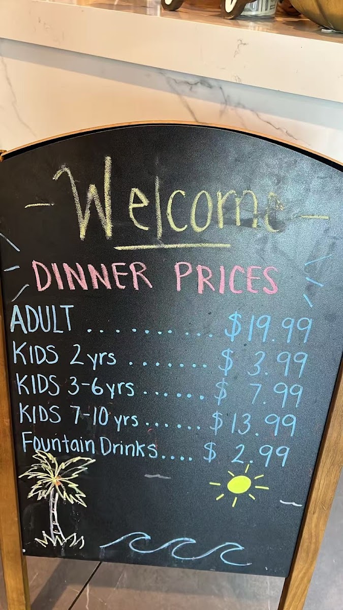 Ginza Buffet menu board