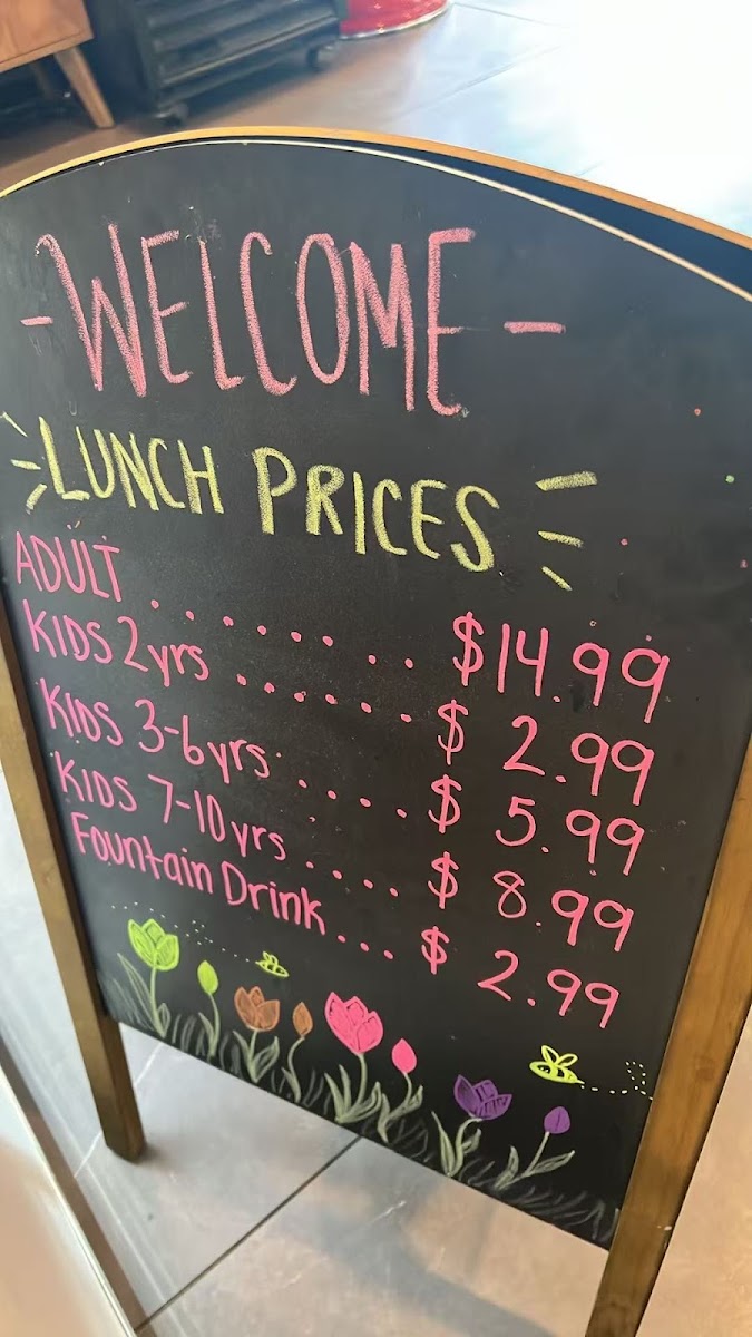 Ginza Buffet menu board