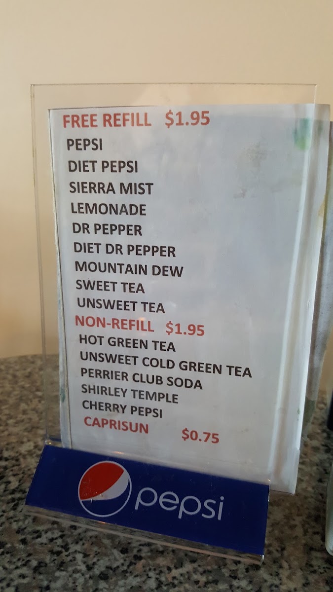 Ginza Buffet menu board