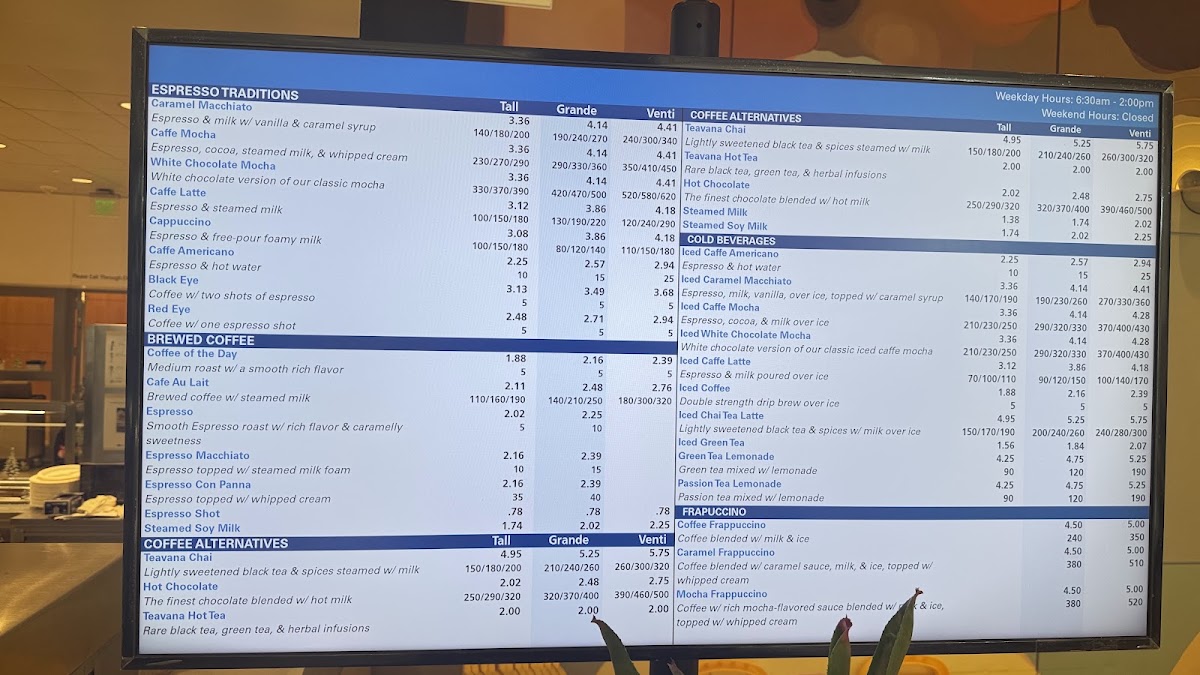Dining Commons at Ronald Reagan UCLA Medical Center menu board