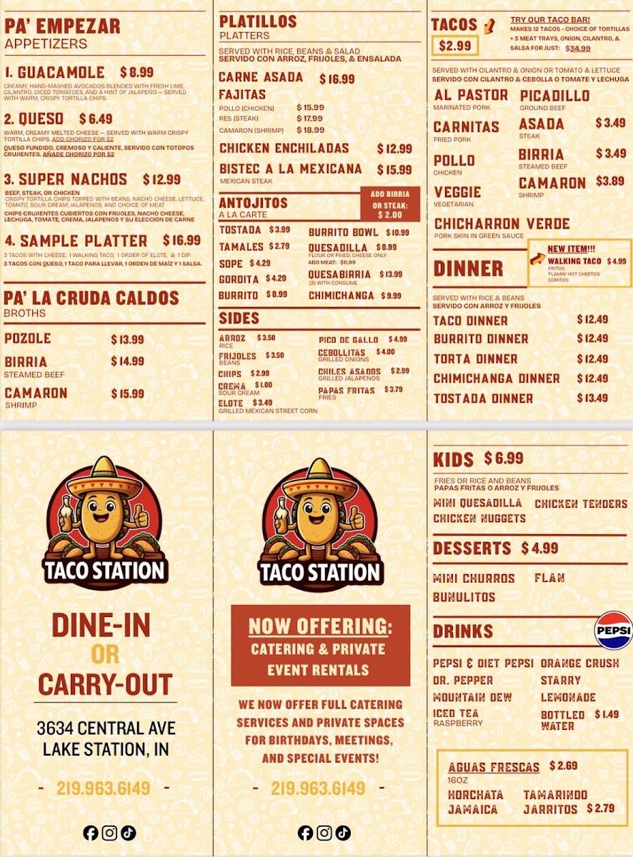 Taco Station menu board