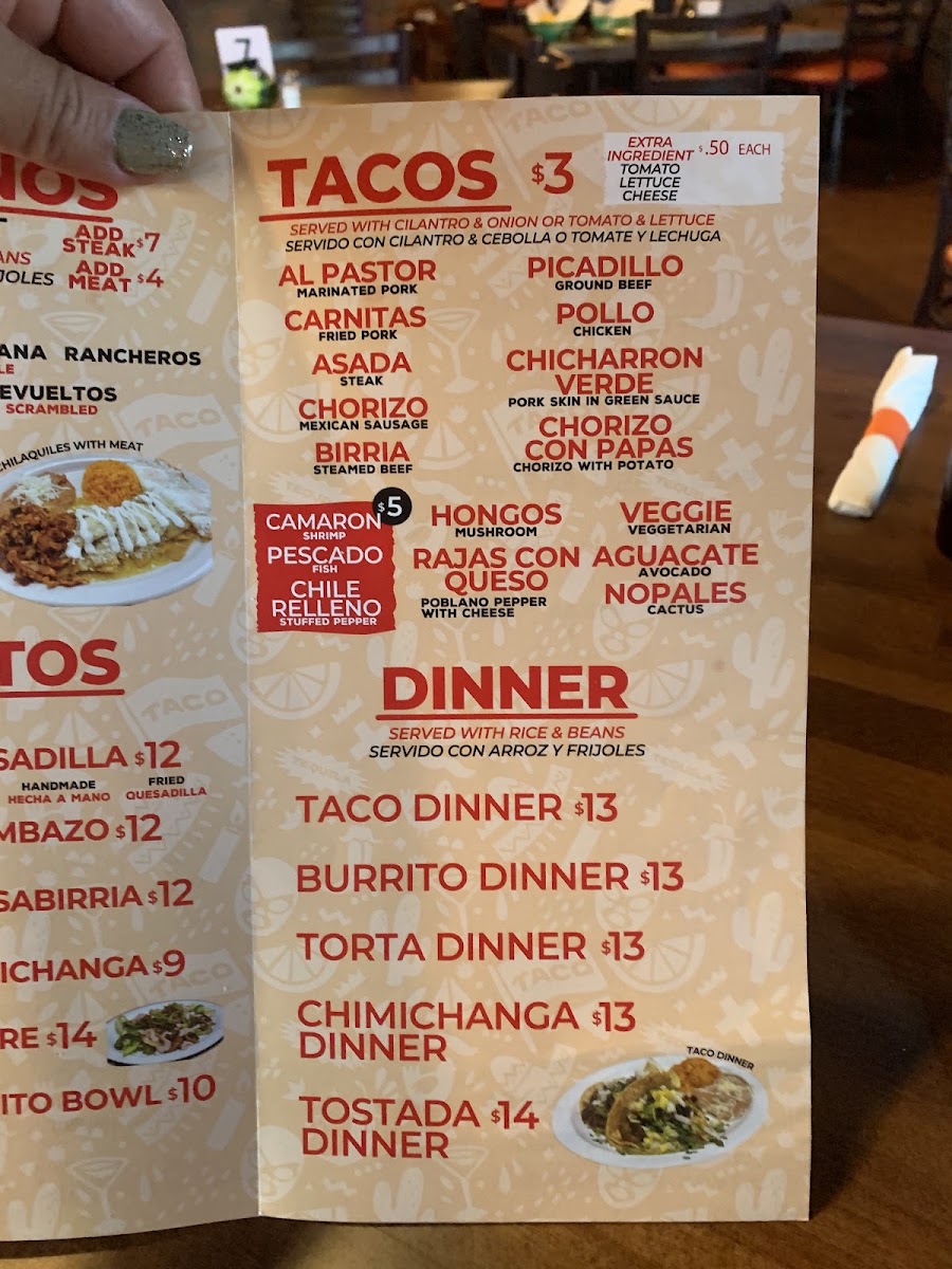 Taco Station menu board