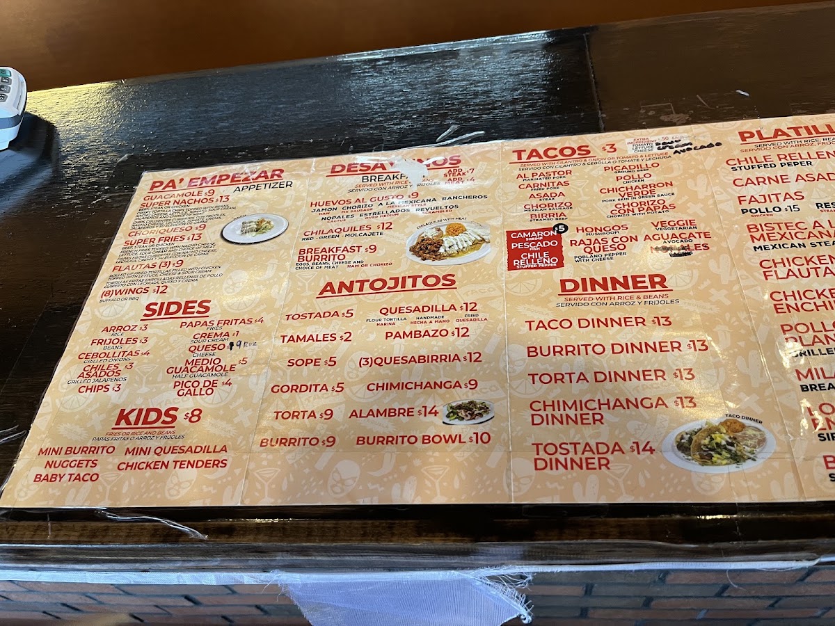 Taco Station menu board