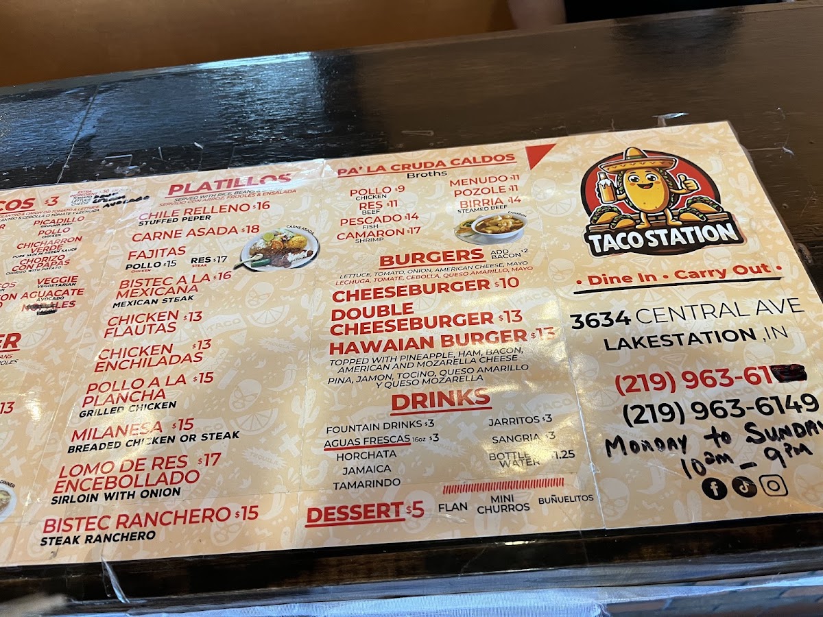 Taco Station menu board