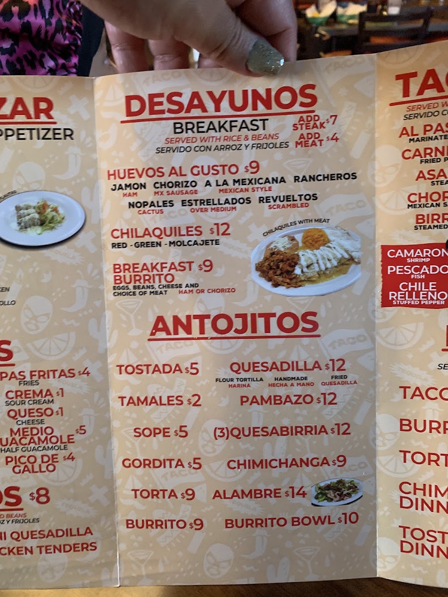 Taco Station menu board