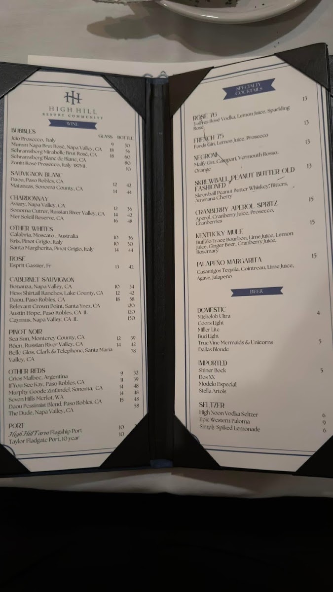 Côte Restaurant menu board