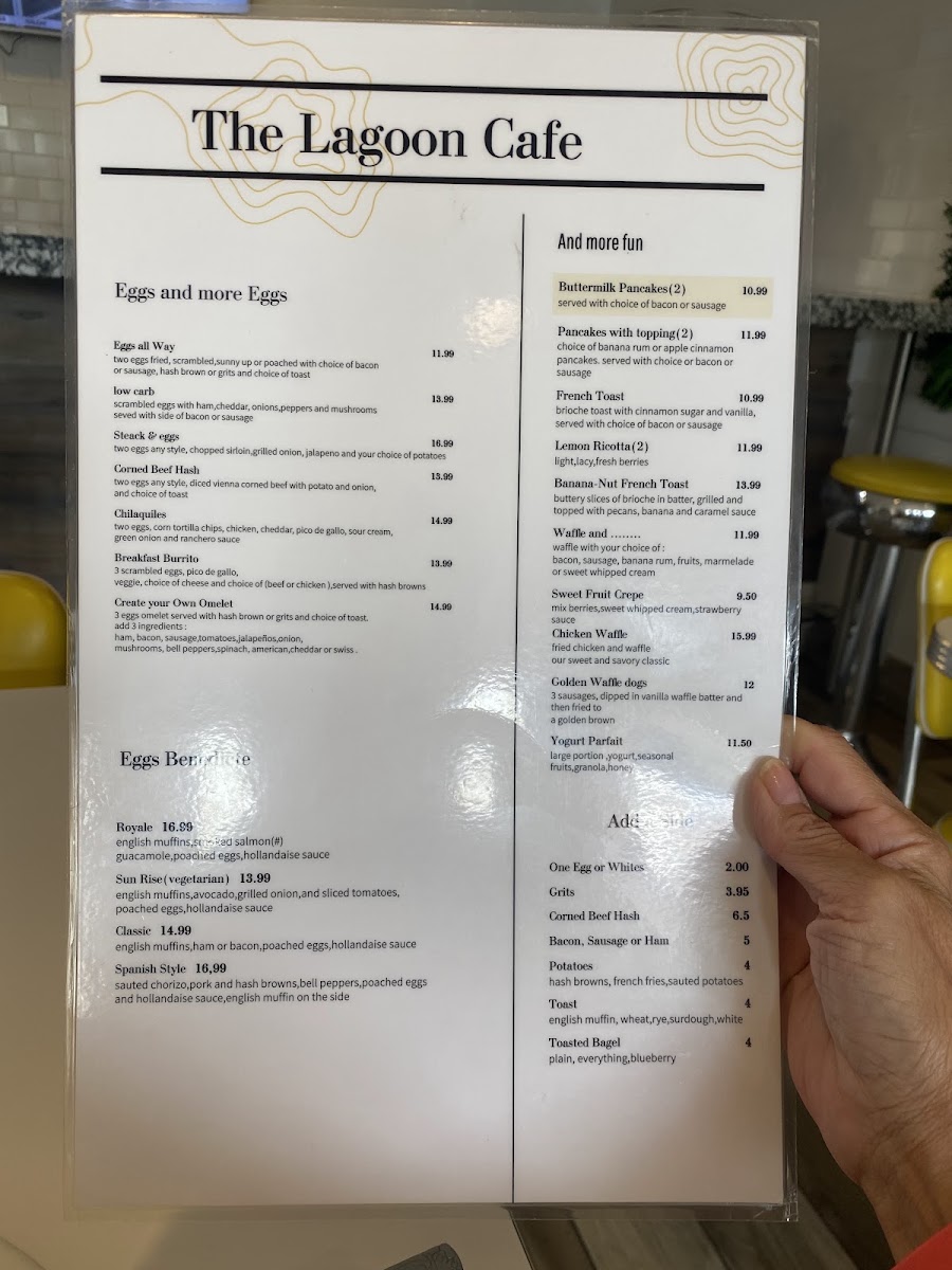 The lagoon cafe menu board