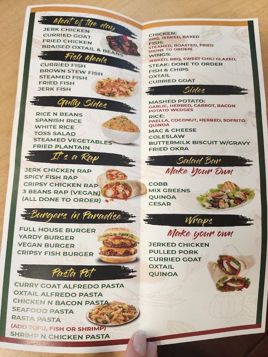 Fi Mi Pot Jamaican Restaurant menu board