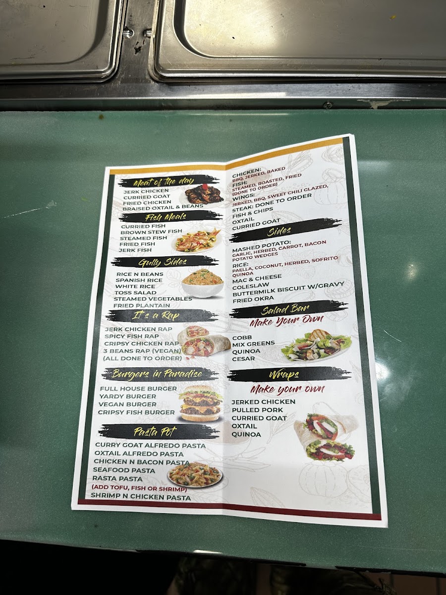 Fi Mi Pot Jamaican Restaurant menu board