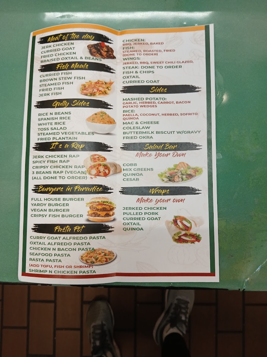 Fi Mi Pot Jamaican Restaurant menu board