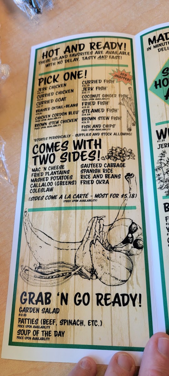 Fi Mi Pot Jamaican Restaurant menu board