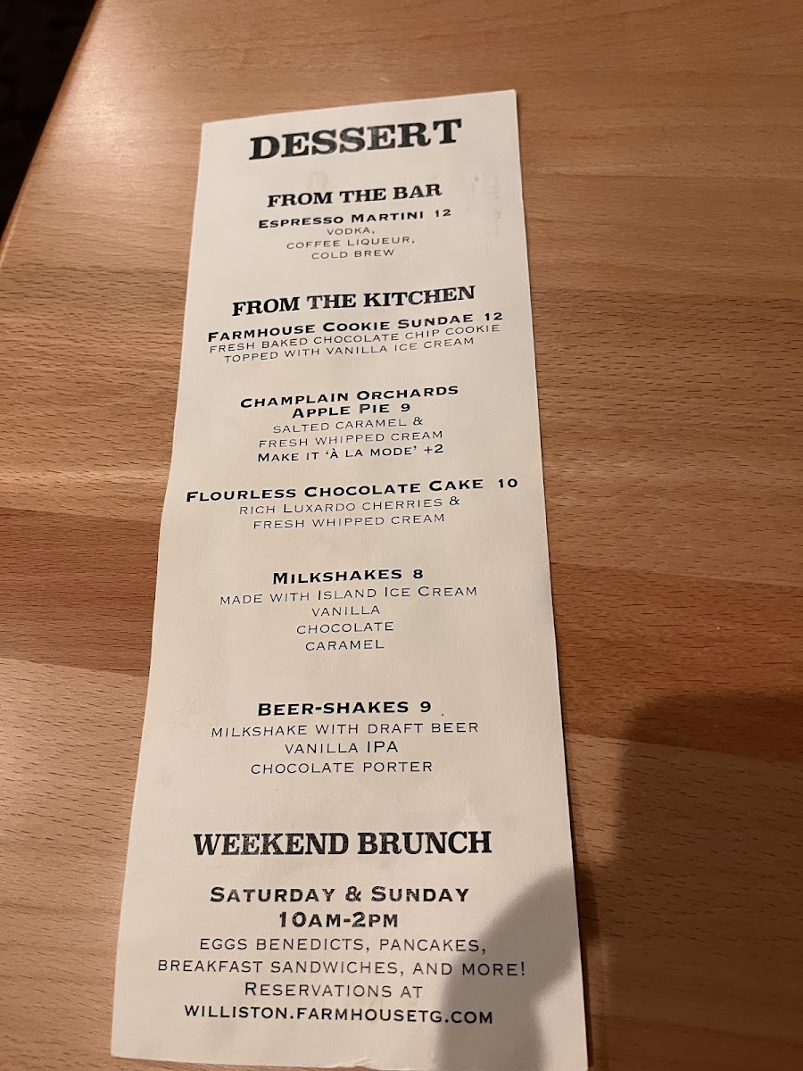 Farmhouse Tap and Grill (Williston) menu board