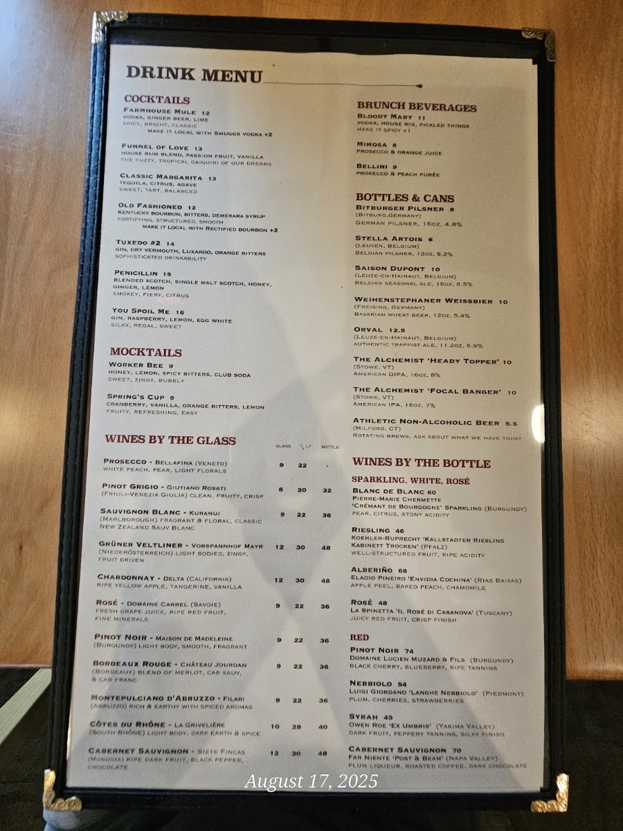 Farmhouse Tap and Grill (Williston) menu board