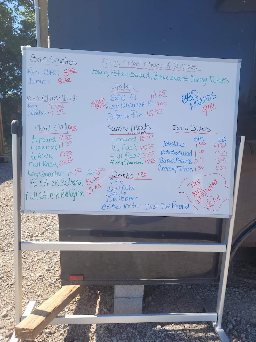 Hogz N Henz R Up N Smoke menu board