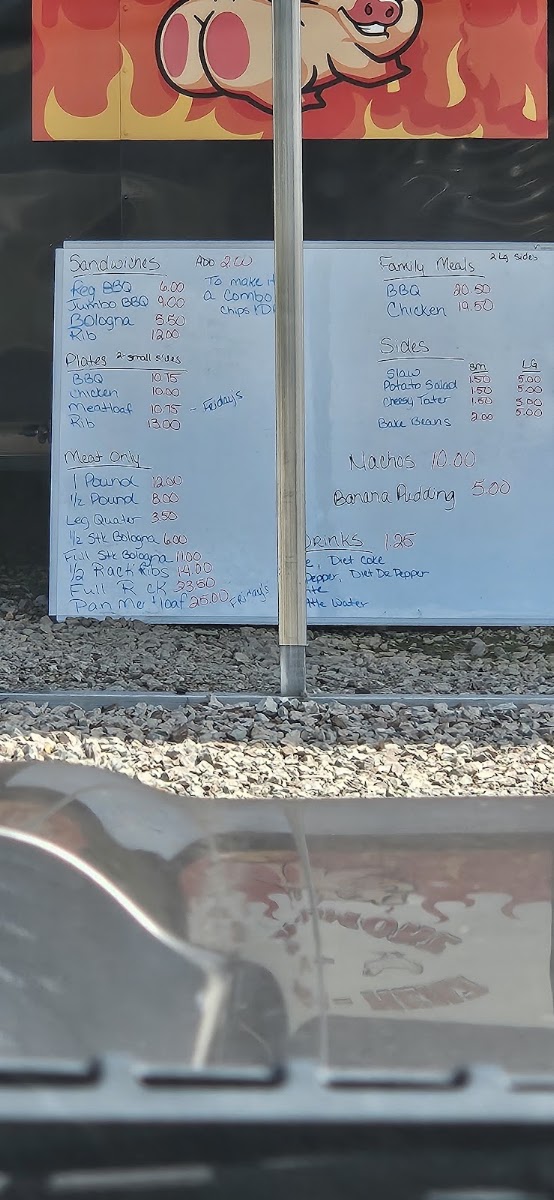 Hogz N Henz R Up N Smoke menu board
