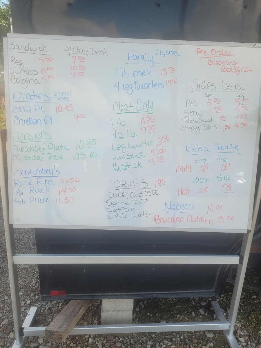 Hogz N Henz R Up N Smoke menu board