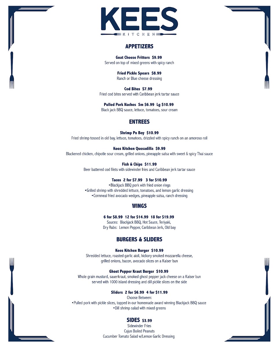 Kees Kitchen menu board
