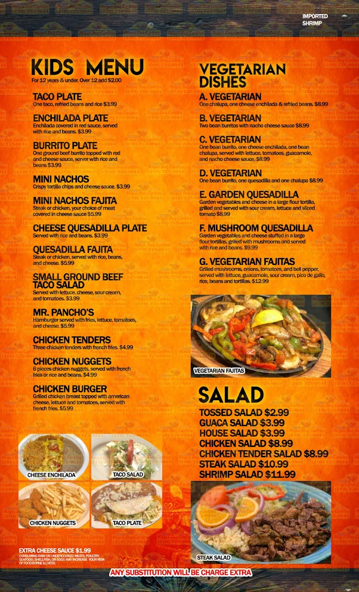 Guadalajara Mexican Grill of Franklin menu board