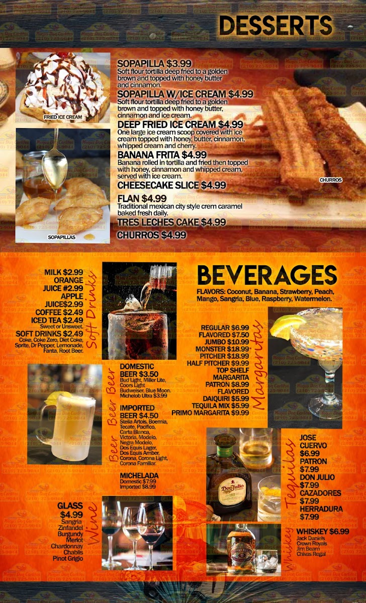 Guadalajara Mexican Grill of Franklin menu board