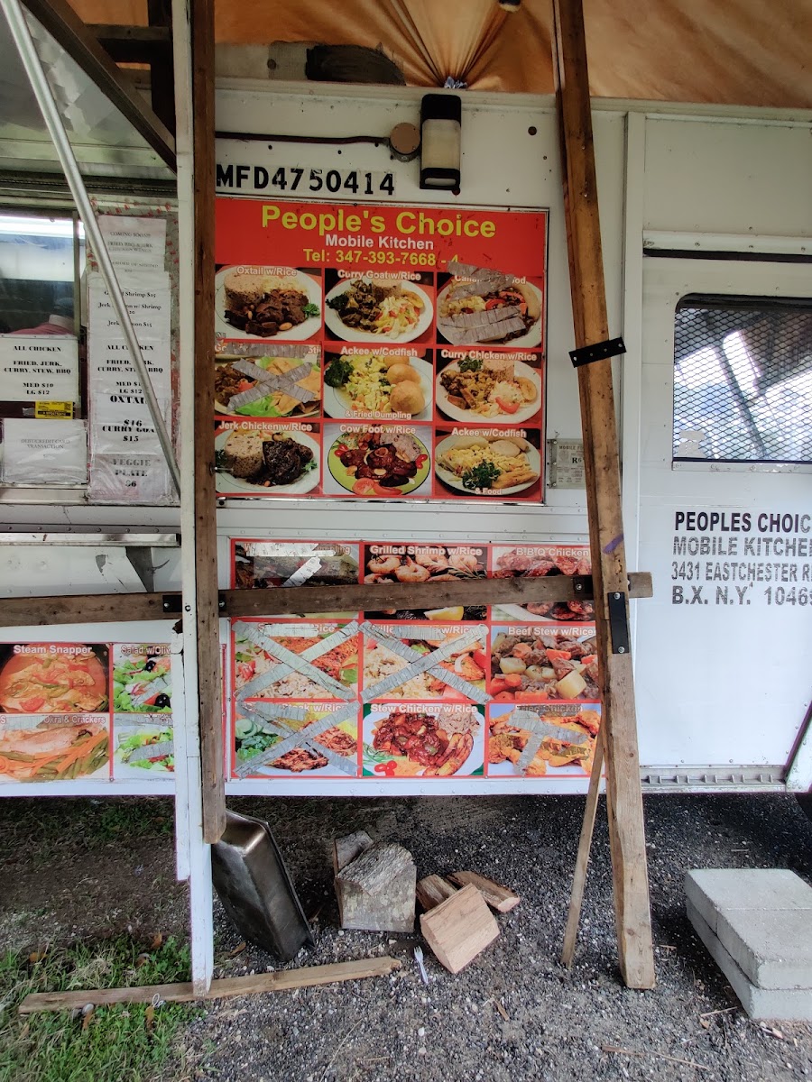 People's Choice Jamaican Food Mobile Kitchen menu board