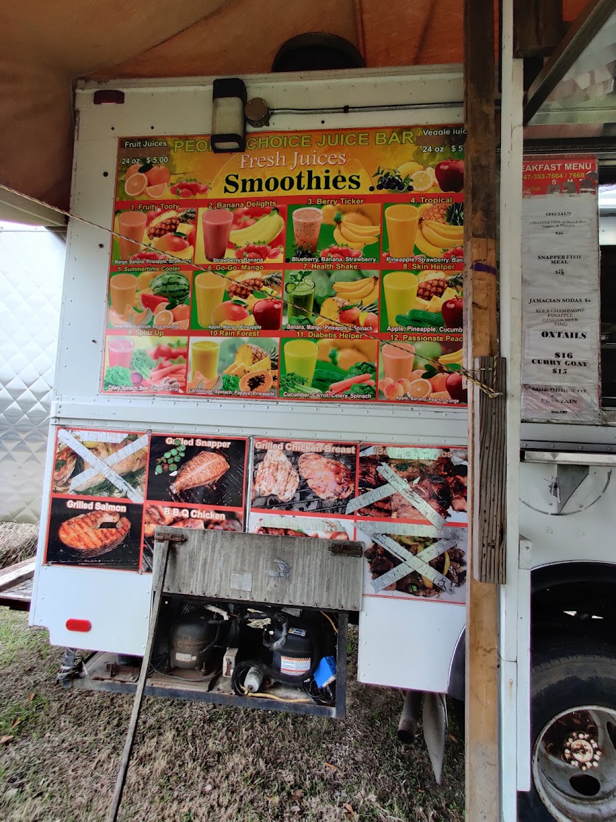 People's Choice Jamaican Food Mobile Kitchen menu board
