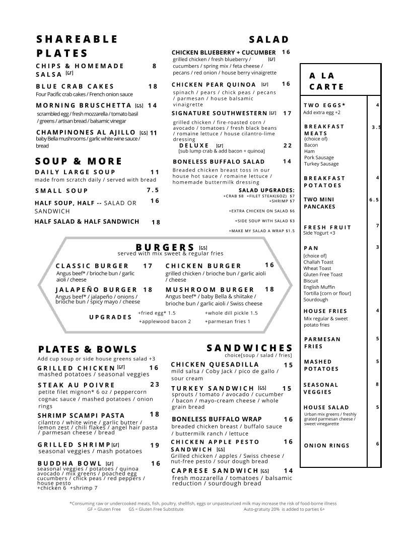 Teaspoon Foothills menu board
