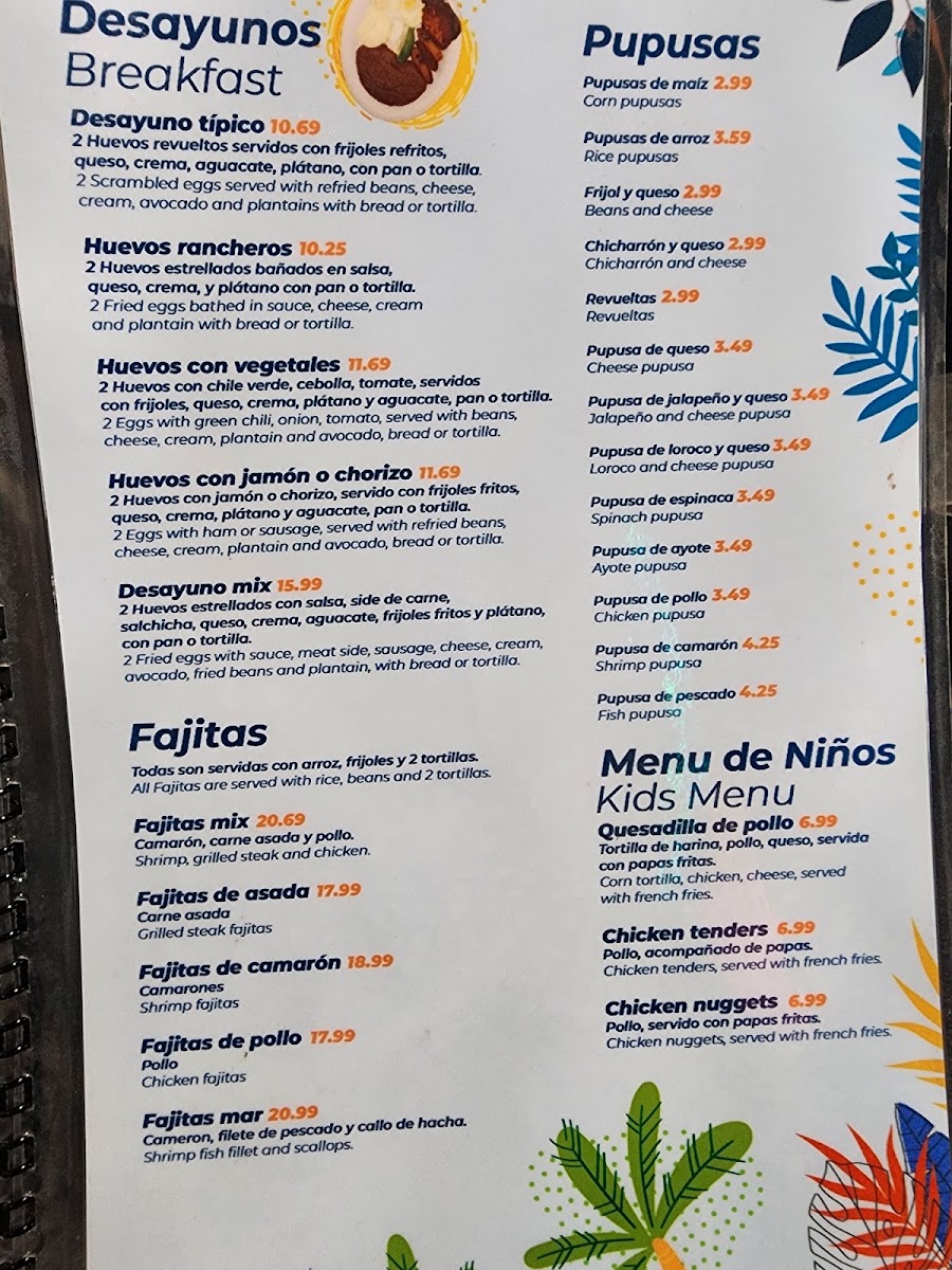 Montecristo Salvadorean Grill & Bar menu board