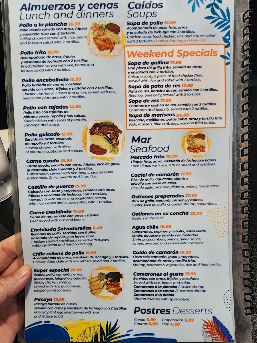 Montecristo Salvadorean Grill & Bar menu board