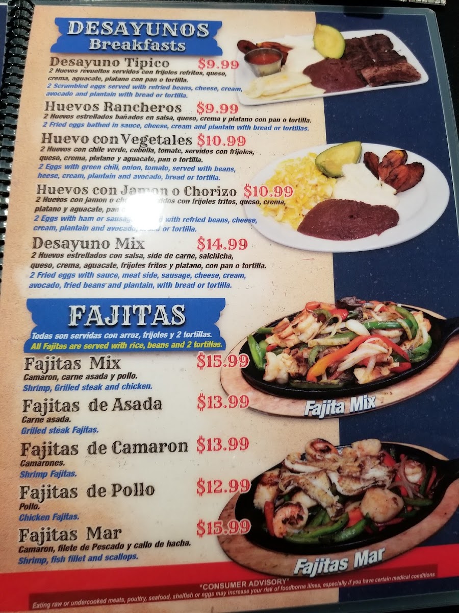 Montecristo Salvadorean Grill & Bar menu board
