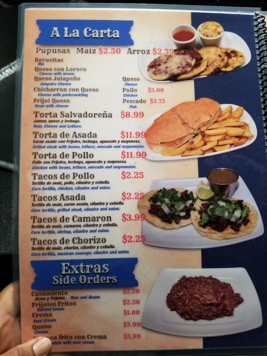 Montecristo Salvadorean Grill & Bar menu board