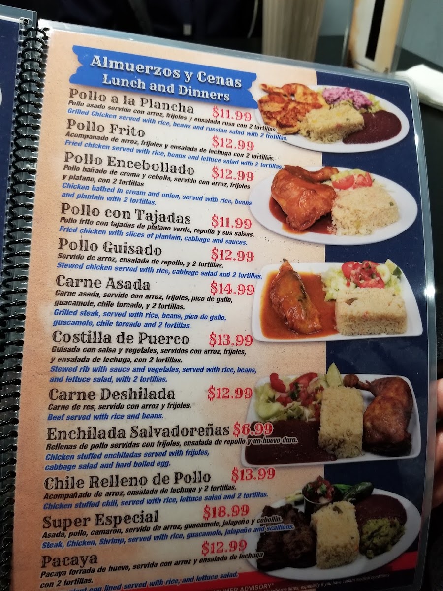 Montecristo Salvadorean Grill & Bar menu board