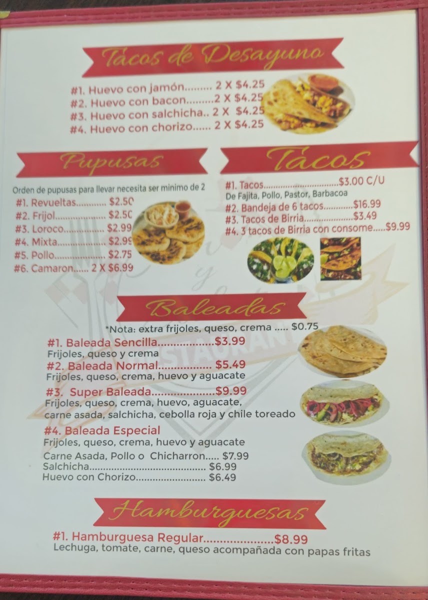 AMOR Y SABOR menu board