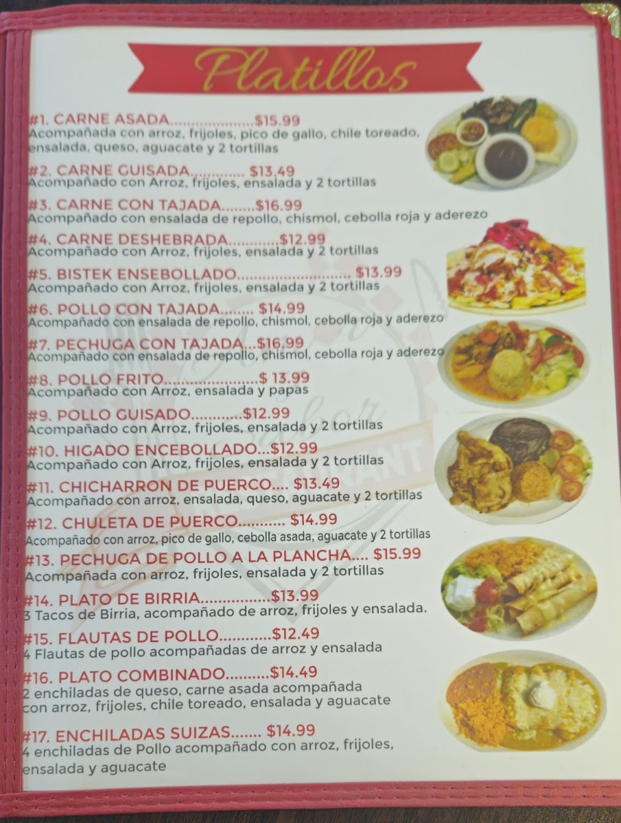 AMOR Y SABOR menu board