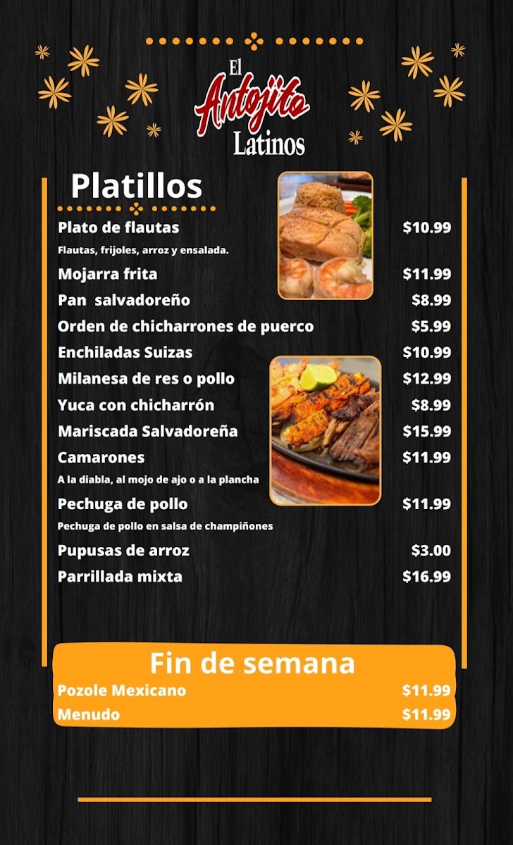 AMOR Y SABOR menu board
