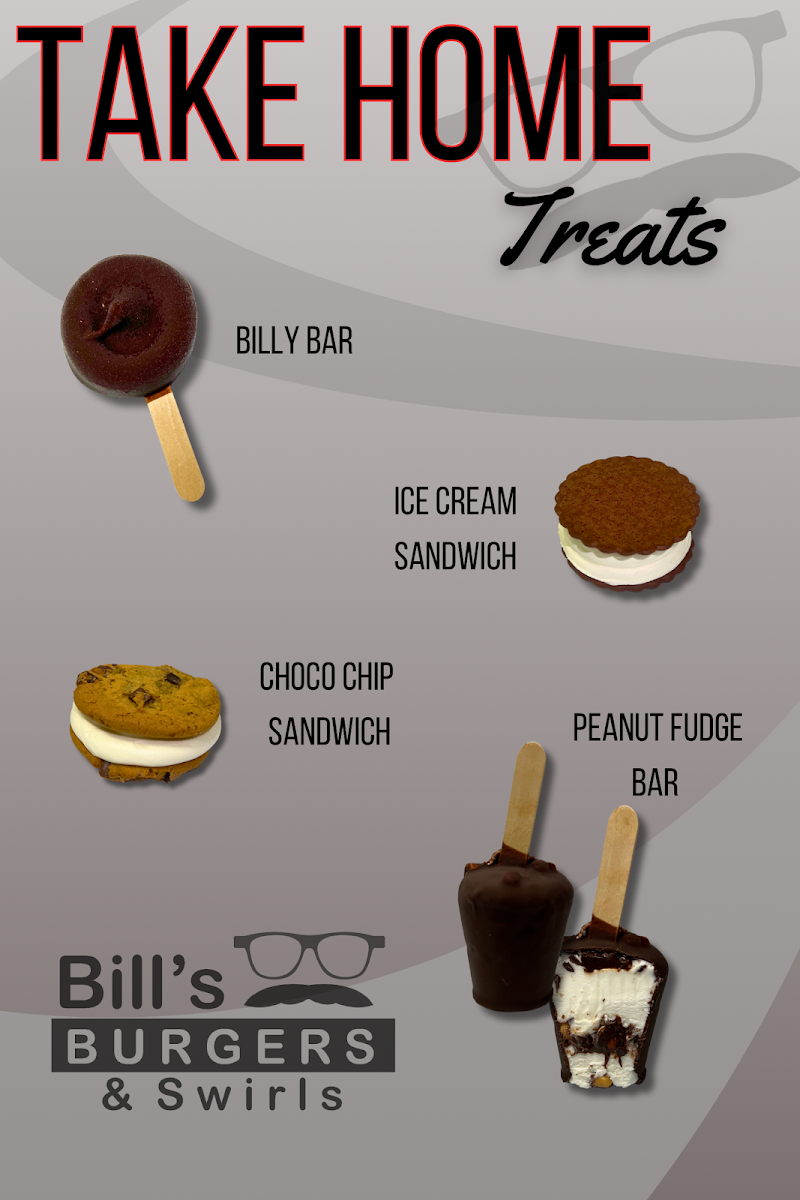 Bill's Burgers & Swirls menu board