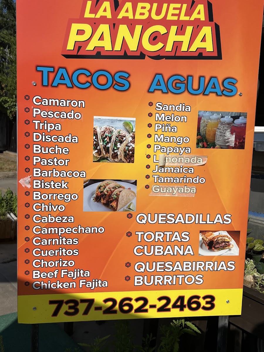 Como Dijo La Abuela Pancha Outside Truck menu board