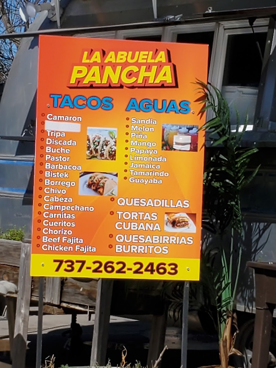 Como Dijo La Abuela Pancha Outside Truck menu board