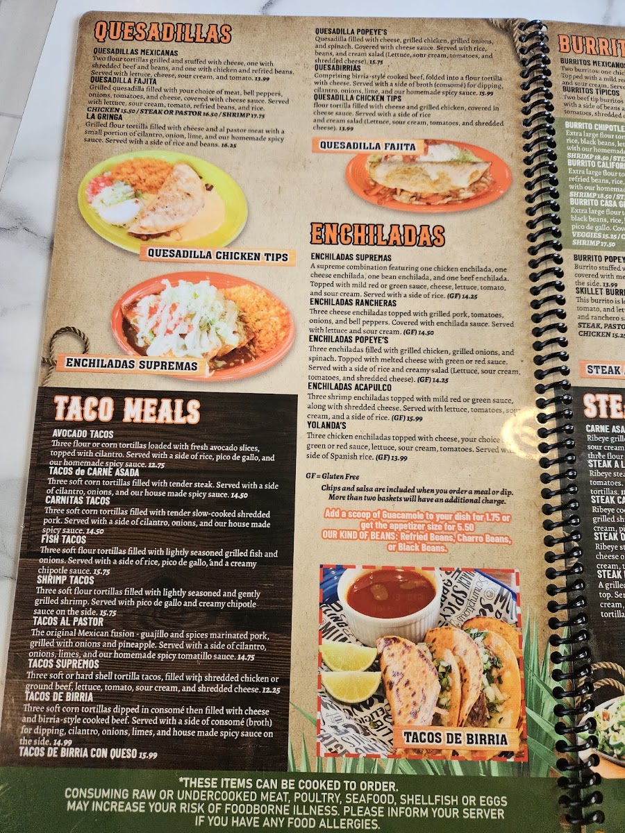 CASA GRANDE, Mexican Restaurant menu board