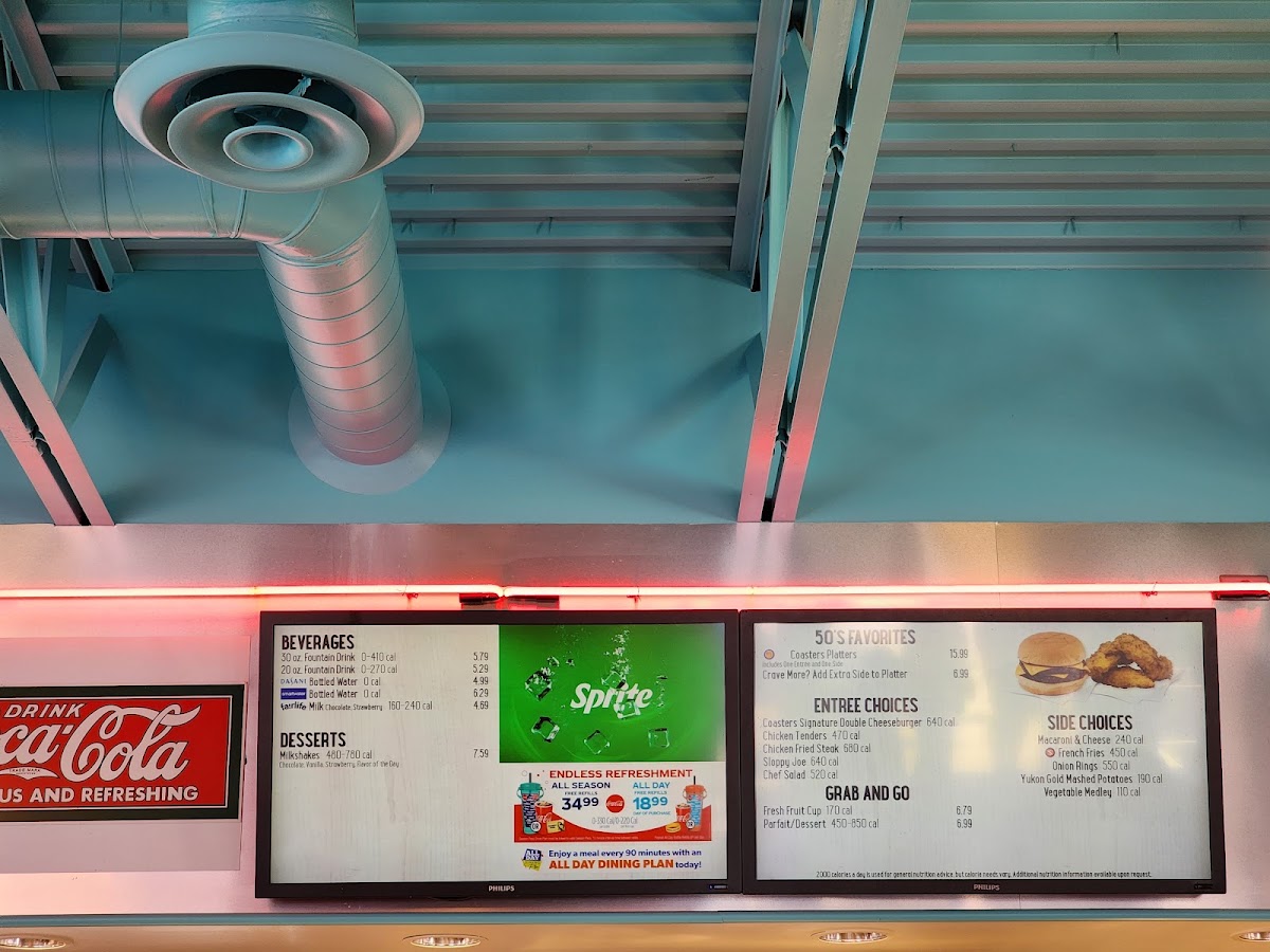 Coasters Drive-in menu board