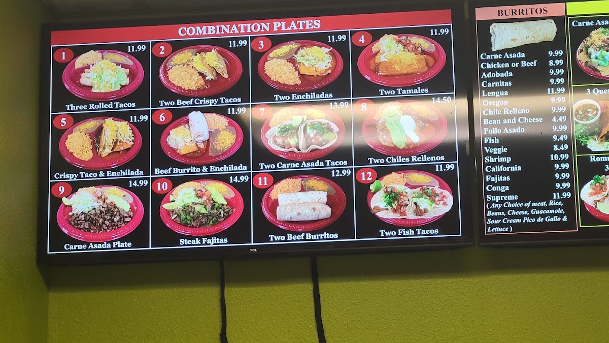 Romulo’s Mexican Grill menu board